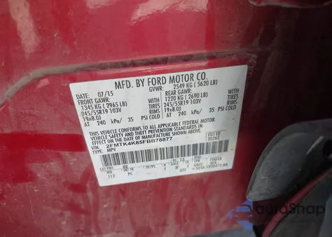 2015 Ford Edge Titanium z USA, uszkodzony, nr VIN 2FMTK4K85FBB78877